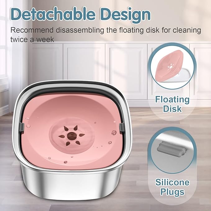 UPSKY 3L Dog Water Bowl 101oz Stainless Steel No Spill Large Capacity Dog Food Water Bowl Slow Water Feeder, Spill Proof Pet Water Dispenser Vehicle Carried Travel Water Bowls