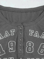 Xineicy Women's Y2K Long Sleeve Henley Tops Casual T-Shirts for Women Slim Fit Vintage Graphic Crop Tops