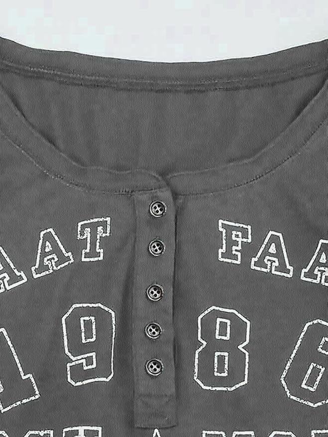 Xineicy Women's Y2K Long Sleeve Henley Tops Casual T-Shirts for Women Slim Fit Vintage Graphic Crop Tops