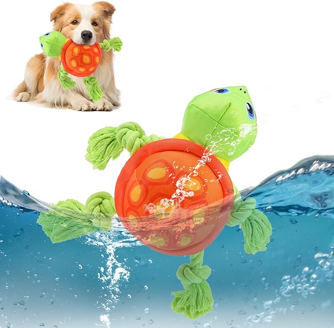 SCENEREAL Turtle Dog Toy - Durable Chew & Fetch Toy for Large Dogs, Floats on Water for Pool, Lake or Beach, Interactive Outdoor Training Retrieving Dummy for Medium Puppies