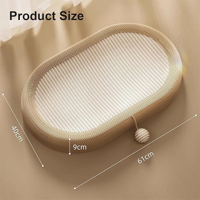 Panup Sisal Cat Scratcher - 24" Cat Scratcher Cardboard, 3 in 1 Oval Cat Scratching Bed Pad with Play Ball, Durable Cat Scratch Lounge for Indoor Cats, Kittens & Puppies