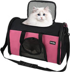 Zavothy Collapsible TSA Approved Pet Carrier for Cats & Dogs (Up to 15 Lbs, 16.54"x11.42"x9.84") – Soft-Sided Airline Travel Carrier, Pink