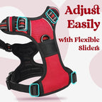 rabbitgoo Dog Harness for Large, No Pull Pet Harness with 3 Buckles, Adjustable Soft Padded Vest with Control Handle, Walking Reflective Pet Vest for Extra Large Dogs, Red, XL