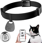 Cat Collar with QR Code Name Tag, Breakaway Kitten Collar for Boy & Girl Cats, Ultra Soft Elastic Adjustable Band, Safety Break Away Buckle, Comfortable & Secure Pet ID Collar (6"-12"), Black