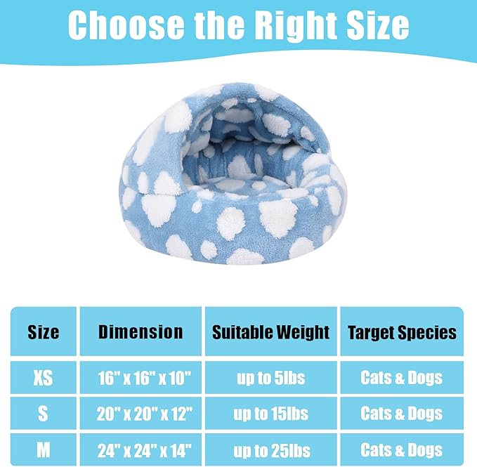 Dog Beds for Small Dogs, Cat Bed Cave, Washable Cute Cat Bed, Cozy Nook Pet Bed for Dogs or Cats, Anti-Slip Puppy Bed Fits up to 12 lbs Pets(Blue, 20" x 20")