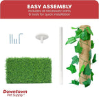 Downtown Pet Supply 4-Level Tall Cat Tower for Indoor Cats, Synthetic Grass - Tightly Woven Sisal Rope Cat Scratching Post with Stable Wooden Base - Extends from 93-97.5"