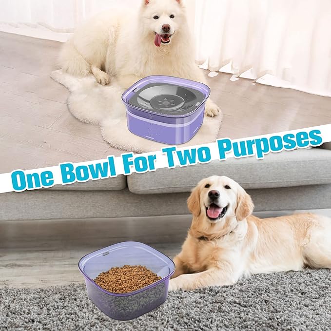 UPSKY 70oz Dog Water Bowl 2L No Spill Dog Bowl Large Capacity Spill Proof Slow Water Feeder, No Splash Dog Bowl Pet Water Dispenser Vehicle Carried Travel Slow Drinking Bowl for Messy Drinkers, Cats