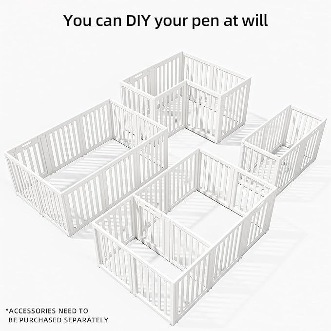 Clear Dog Play Pen,Pet Playpen with Door,Easy to Clean and Install Puppy pens for Both Indoor and Outdoor use (White, 23.6" Height, 12)