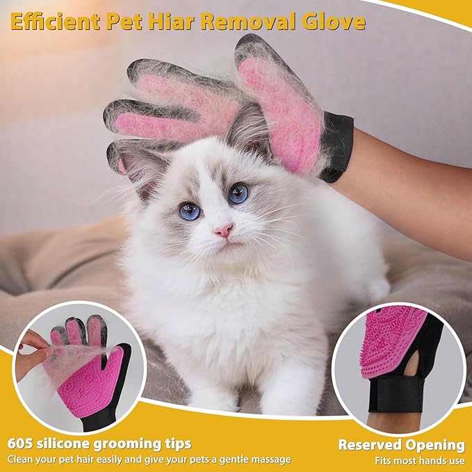 2-Pack Pet Hair Remover - Banana Cat Dog Hair Remover with Efficient Pet Grooming Gloves|Gentle Bathing Shedding Brush Dog Glove|Reusable Pet Hair Removal Tool for Carpet Couch Cat Fur & Lint