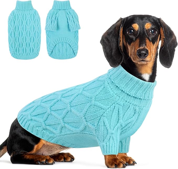 Queenmore Medium Dog Sweater,Dog Sweater for Medium Dogs Boys Girls,Christmas Sweaters for Dogs,DogSweater Knitwear Outfit,Thick Warm Pet Clothes for French Bulldog,Boston Terrier(Lake Blue,M)