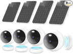 Noorio Solar Security Cameras Wireless Outdoor, 4-Pack 1080P Battery Powered Magnetic Outdoor Camera with AI Motion Detection, 2.4G WiFi Home Security Camera Color Night Vision, Local Storage
