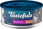Blue Buffalo Tastefuls Wet Cat Food Paté, Made with Natural Ingredients, Beef Entrée, 5.5-oz Cans (24 Count)