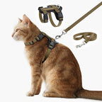 Plutus Pet Adjustable Cat Harness and Leash Set, Quick Release, Escape Proof Nylon Vest with Leather Trim for Kitten, Small Medium Large Cats, Brown