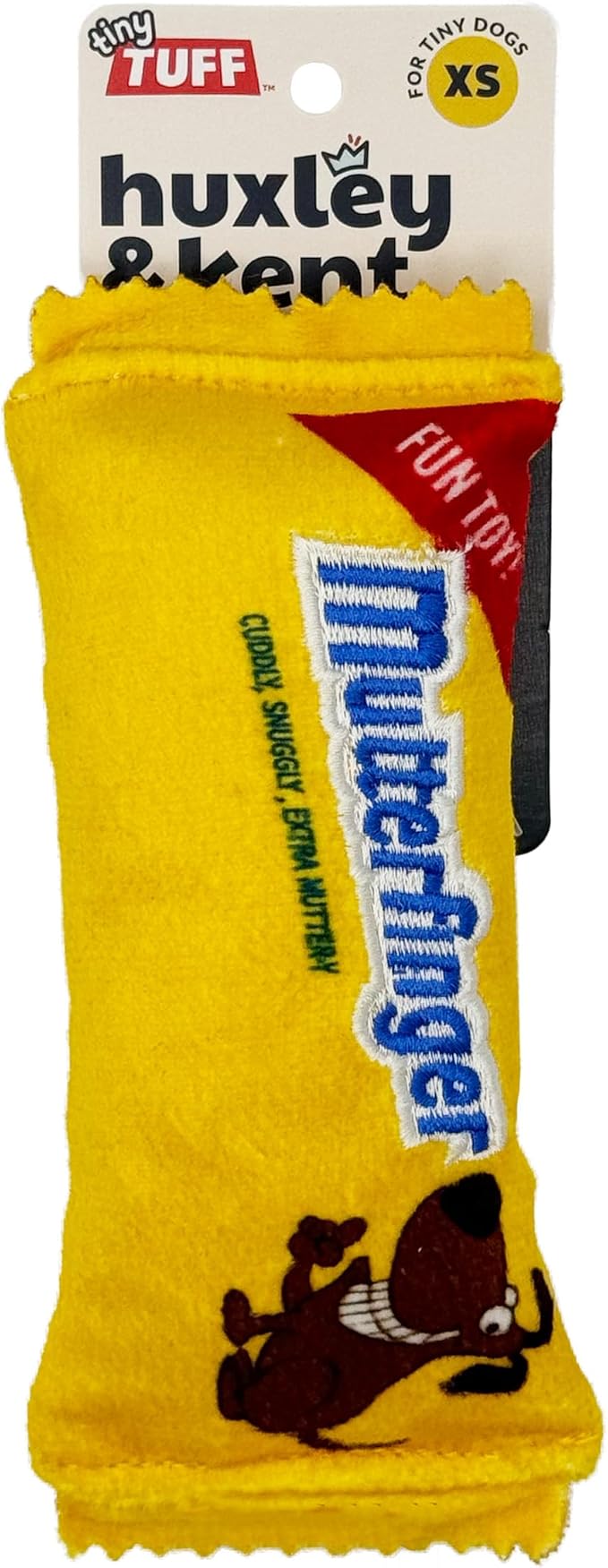 Huxley & Kent Funny Dog Toy w/Squeaker – Power Plush Squeaky Dog Toys for Small Dogs – Durable Small Stuffed Animal for Indoor Play & Fetch - Tiny Tuff Mutterfinger