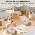 Laser Cat Toys for Indoor Cats, 2 in1 Interactive Cat Toys Laser and Feather Cat Wand Rechargeable Automatic Cat Laser Toy, for Bored Indoor Adult Cats/Kittens (Pink)