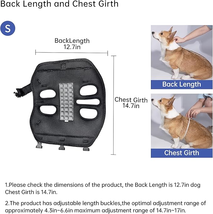 Dog Backpack Carrier for Small Dogs,Dog Lift Harness,Adjustable Padded Breathable Straps, Disabled, Joint Injuries, Arthritis, Loss of Stability,S(4.5-7.5LBS)