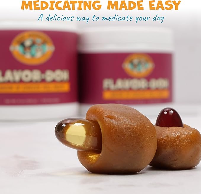 Flavor-Doh - Flavored Pill Wrap for Dogs to Hide Capsules and Create Pill Treats for Dogs - Easy-to-Use Treat Paste for Pet Medication - Bacon n' Cheese (4.2oz)