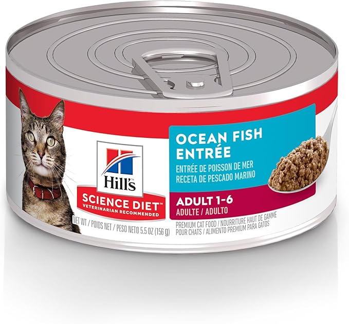 Hill's Science Diet Adult 1-6, Adult 1-6 Premium Nutrition, Wet Cat Food, Ocean Fish Minced, 5.5 oz Can, Case of 24