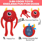 Fida Dog Chew Toys for Aggressive Chewers(3in1),Squeaky Dog Toys for Large Dogs，Interactive Dog Toys to Keep Them Busy, Dog Ball for Small, Medium and Large Dogs(Red)