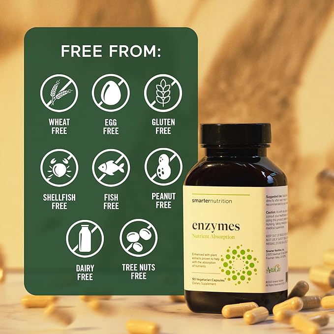 Smarter Nutrition Vegan Digestive Enzymes - Digestion Bloating & Gut Health Support with 16 Multi Enzymes for Nutrient Absorption & Meal Time Comfort for Both Men & Women - 90 Count[30-Day Supply]