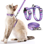 Cat Harness and Leash Set - Escape Proof Adjustable Cat Harness, Comfortable Soft Lightweight, Use Safe & Easy, Walking Travel Kitten Harness for Small Medium Large Cats (Purple Rabbit in Wonderland)