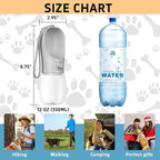 Portable Travel Dog Water Bottle with Bowl, Leak Proof, Convenient for Walking, Hiking and Camping (Gray, 12oz)