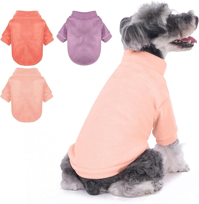 Dog Sweater, 3 Pack Dog Sweaters for Small Dogs Girl Boy, Ultra Soft Warm Puppy Clothes Dog Coat for Winter (Rose+Lt Pink+Lt Purple, Large)