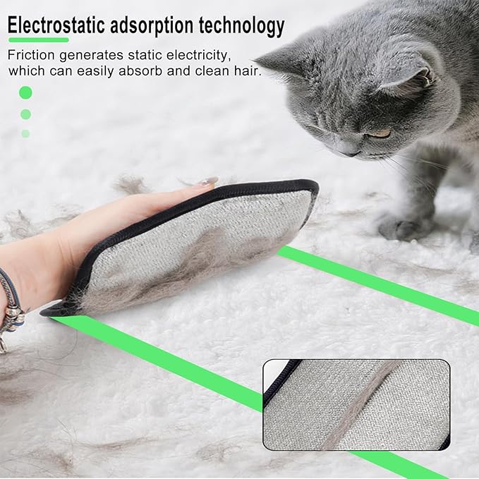 Pet Hair Removal Glove, Magic Brush Pet Hair, Cat Comb, Washable Reusable Dogs Cats Hair Gloves for Furniture, Bed, Sheets, Couch, Clothes, Carpet, Car Seat, Pet Grooming, Curtain (2PCS)