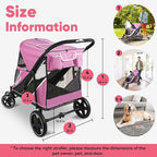 Petbobi Dog Stroller for Medium Dogs - Easy Fold Dual Entry Pet Stroller with One-Foot Brake, All Terrain Wagon Cart with Large Air Mesh, Ideal for Large Senior Pets up to 80 lbs, Pink