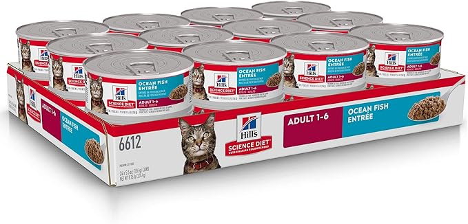 Hill's Science Diet Adult 1-6, Adult 1-6 Premium Nutrition, Wet Cat Food, Ocean Fish Minced, 5.5 oz Can, Case of 24