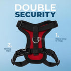 Voyager Escape-Proof Step-in Lock Cat Harness & 5ft Neoprene-Handle Leash Set All-Weather Mesh with Reflective Stitching for Small to Large Cats by Best Pet Supplies, Red/Black Trim, XS