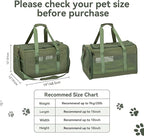 Petsfit 19x12x12 Pet Carrier for Large Cats (up to 20 lbs), Soft-Sided Small Dog Travel Carrier, Upgraded with Patented Buckle and Soft Padding, Ideal for Car Road Trips Green