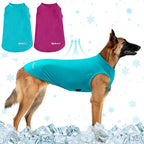 2 Pack Dog Shirts, Ice Pet Vest Dog Clothes for Instant Cooling, Ultra Lightweight Breathable Sleeveless T-Shirts for Large Dogs, Purple+Blue (M)