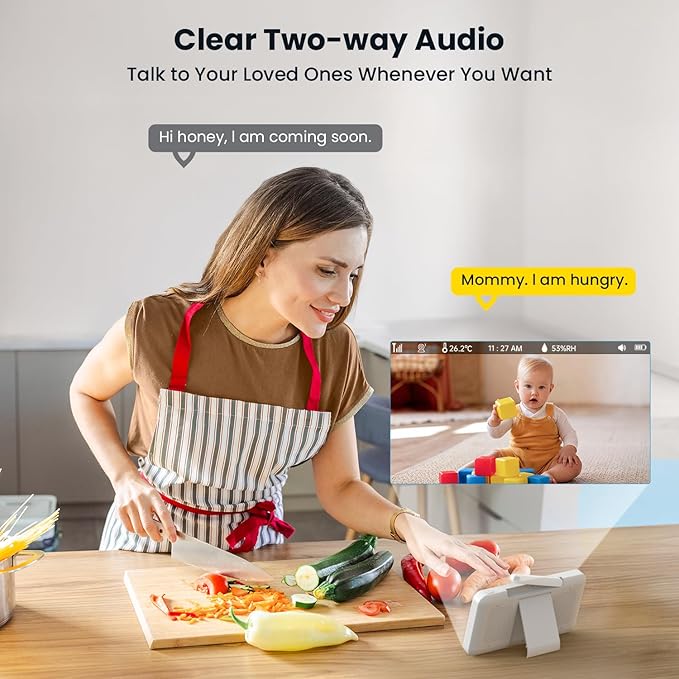 ieGeek Baby Monitor with 5" HD Screen, 2K Camera & Night Vision – WiFi/No-WiFi Dual Mode, PTZ, Cry/Motion Detection, 2-Way Audio, Temp/Humidity Sensor, Auto Tracking, Secure App & Remote Contro