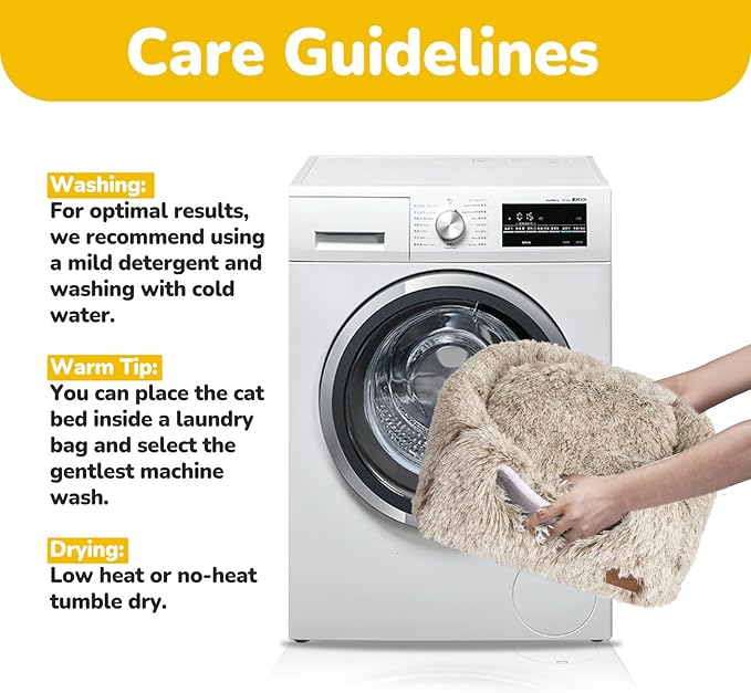 CATISM Cat Bed, Cat Cave for Indoor Cats, Soft Cat Dome, Self-Warming 2 in 1 Foldable Pet Cat House with Washable Cushioned Pillow Calming Fluffy Dog Beds for Small Dogs with Anti-Slip Bottom Brown