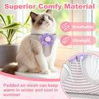 Escape Proof Cat Harness and Leash Set, Adorable Purple Floral Cats Vest Harness for Kittens Breathable Adjustable Step-in Cat Walking Harness with Reflective Strip for Outdoor Walking Travel