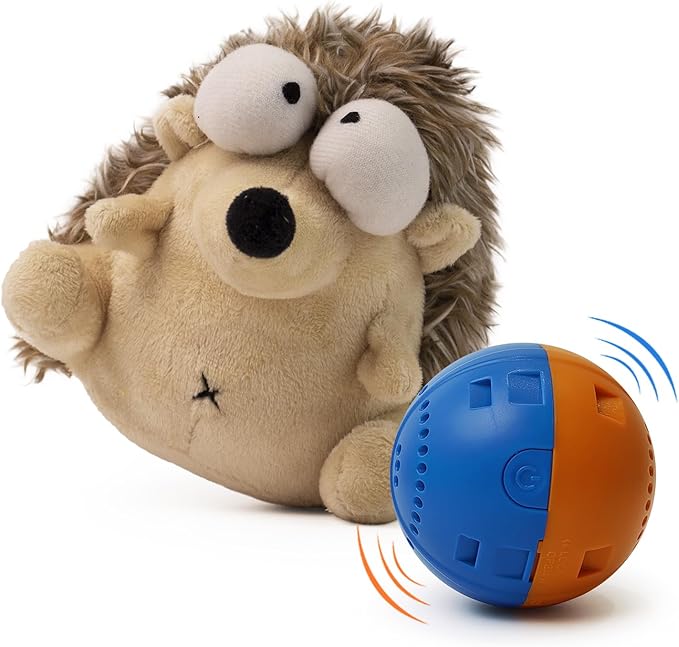 Interactive Dog Toy That Moves Active Ball for Dogs with Rechargeable Battery, Self Moving Balls and Plush Cover for Small & Medium Dogs to Chase, Barking Dog Toy Hedgehog (1 pack, Hedgehog)