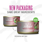 Tiki Cat Silver Comfort Mousse + Shreds, Chicken, Salmon & Chicken Liver Recipe, Immune System Support Formulated for Older Cats Aged 11+, Senior Wet Cat Food, 2.4 oz Cans (Pack of 12)