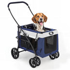 MoNiBloom Dog Cat Stroller for Dogs Cats, 4 Wheels Pet Stroller Jogger w/Detachable Carrier, Travel Strolling Cart, Soft Collapsible Dog Crate