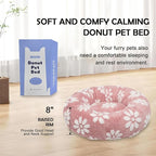 Donut Dog Beds for Medium Dogs, Calming Round Cat Beds for Indoor Cats, Cute 3D Textured Flower Pet Bed with Removable Washable Cover and Anti-Slip Bottom（Pink，30"）