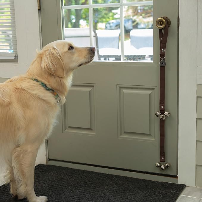 Caldwell's Pet Supply Co. Dog Potty Bells, Dog Door Bell, Bells To Go Outside, Potty Training Bell, Dogs Doorbell, Dogs Potty Doorbell, Ring To Go Pee, All Breed Puppy Training Tool - Brown (Set of 2)