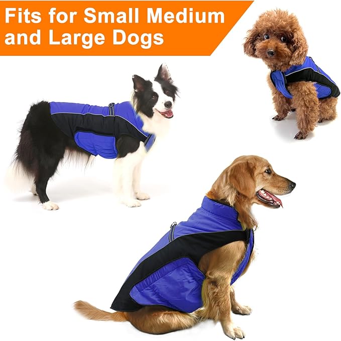 Warm Dog Winter Coat, Gimilife Dog Sweater Cold Weather Coats Waterproof Dogs Apparel Clothes Pet Jacket Padded Vest Outfit for Small Medium Large Dogs