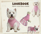 Lanyarco Pink Knitted Dog Sweater Dress, Plaid Dog Winter Clothes for Small Dogs Girl, Maltese Cat Apparel, X-Small (XS)