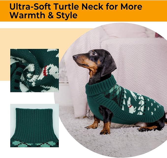 Leletail Dachshund Sweater, Turtleneck Dog Sweaters for Small Dogs, Warm Pullover Knitted Pet Coat,Cold Weather Dachshund Clothes, Fall/Winter Cozy Outfit (XS-XL)