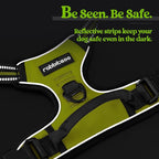 rabbitgoo Dog Harness No Pull with 2 Leash Clips, Adjustable Soft Padded, Reflective Oxford No Choke Pet Vest with Easy Control Handle for Large Dogs, Green, XL