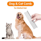 PETTOM Pet Steel Grooming Tool Poodle Finishing Butter Comb 7 1/2-inch L Silver Dog Combs with Rounded Ends Stainless Steel Teeth, Cat Comb for Removing Tangles and Knots