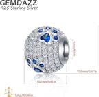 GEMDAZZ Sparkling Puppy Paw Print Charms in 925 Sterling Silver, Pave Dog Pawprint CZ Round Beads and Always in My Heart Charms, Gift for Animal Lover, fit European Women Bracelet/Necklace