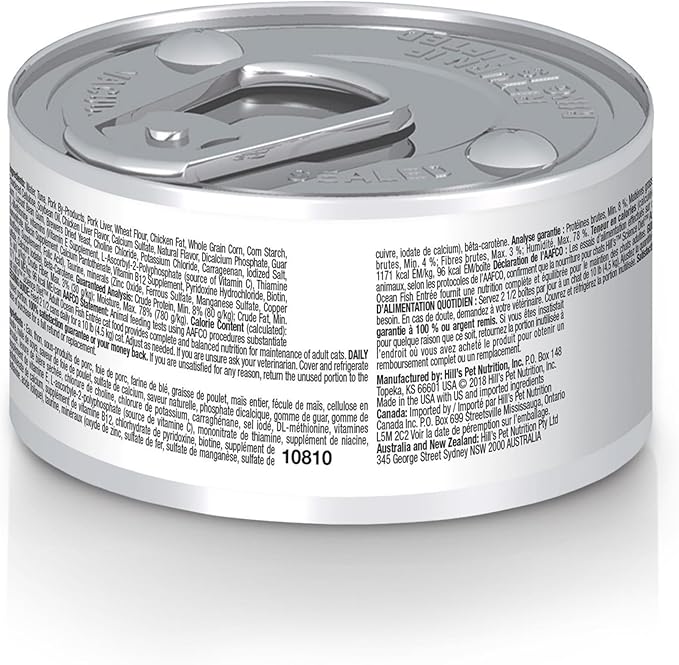 Hill's Science Diet Adult 1-6, Adult 1-6 Premium Nutrition, Wet Cat Food, Ocean Fish Minced, 2.9 oz Can, Case of 24