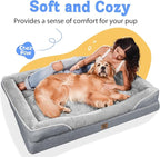Washable Orthopedic Large Dog Bed - Removable Waterproof Cover with Bolster Extra Large Dog Bed Foam Support XL Large Big Pet Dogs Beds