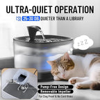 Veken Cat Water Fountain with Detachable Tank, Easy to Clean & Assemble, 84oz/2.5L Automatic Pet Drinking Dispenser with Quiet Operation & LED Light for Cats, Dogs and Small Pets, Black